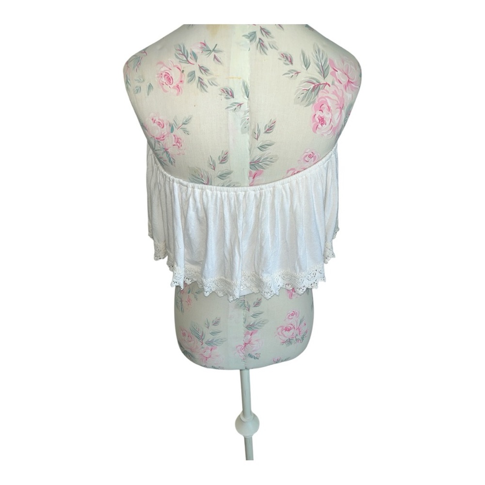 Hollister White Off-Shoulder Blouse Lace Trim - Picture 4 of 8